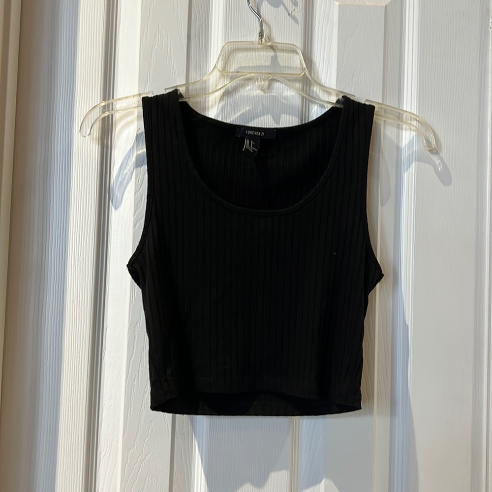 Forever 21 basic black tank crop top